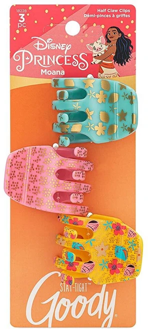 [5] Classics 하프 클로 클립 - 3팩 디즈니 프린세스 모아나 - 머리카락을 쉽게 당길 수 있습니다 - 여성 남성 남아 및 여아용 통증 없는 헤어 액 - 쿠팡