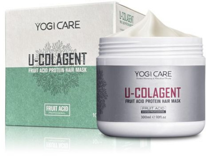 요기 케어 유콜라겐 과일산 콜라겐 단백질 헤어 마스크 – 깊은 컨디셔닝 영양 트리트먼트 건조하고 손상된 모발용 복구 모든 모발 타입에 적합 300ml / 10액량온스, YOGI CARE U-COLAGENT 과일 산성 단백질