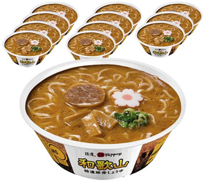 닛신 면 닛폰 와카야마 특농 돈코츠 쇼유 124g, 12개