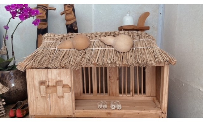 장식용 초가집 모형B 원목 인테리어 소품 전통공예 민속품