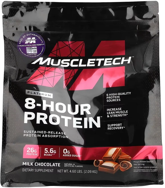 머슬테크 플래티넘 8 Hour 프로틴 밀크 초콜릿 맛 2.09kg(4.6lb), 2.09kg, 1개 - 쿠팡