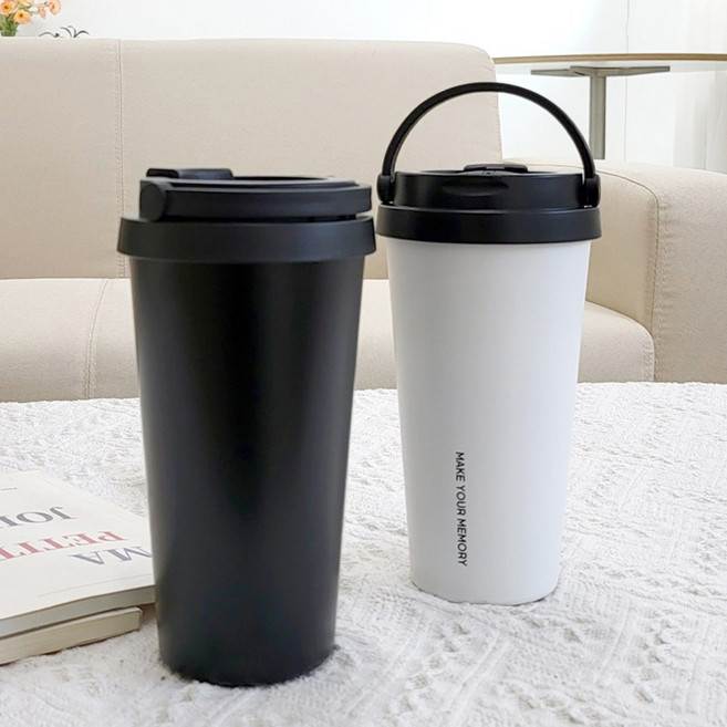 꼼꼬미 스텐 리유저블컵 대용량 보온보냉 손잡이 버킷텀 텀블러, 메탈스티커+펄브론즈, 500ml, 1개