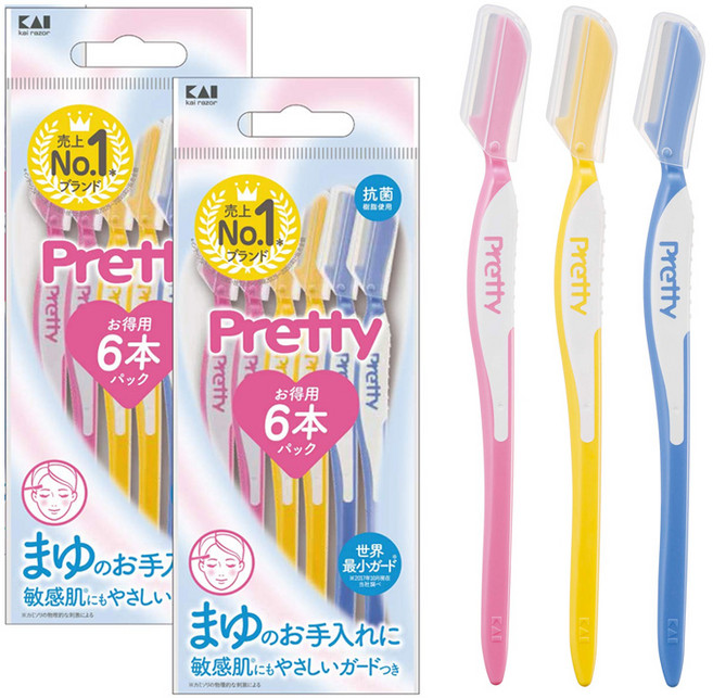 카이 프리티 일반 눈썹칼 6종세트, 2개, mix color