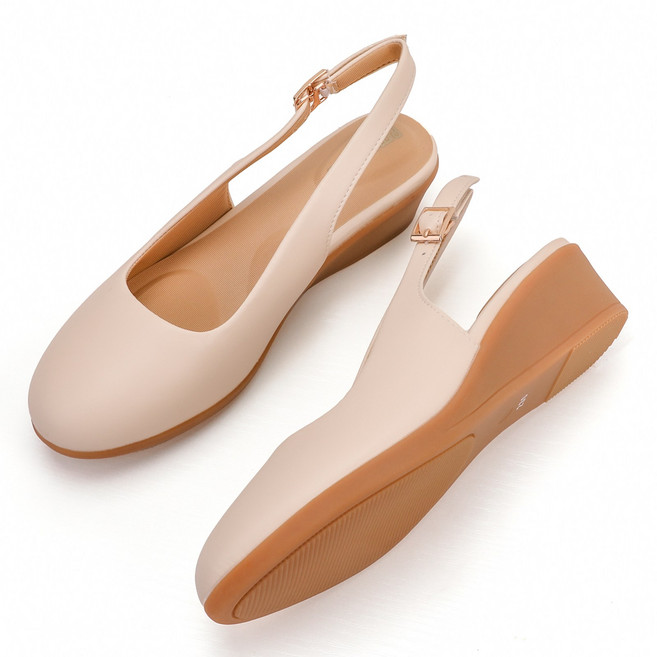 엠프리스 발편한 슬링백 샌들 펌프스 힐 EP-75 베이지 3cm 여름 구두