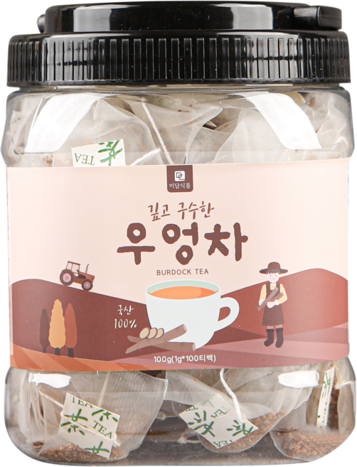 [식물유래 안심 생분해필터] 미담식품 우엉차 삼각티백, 1개, 100개입, 1g