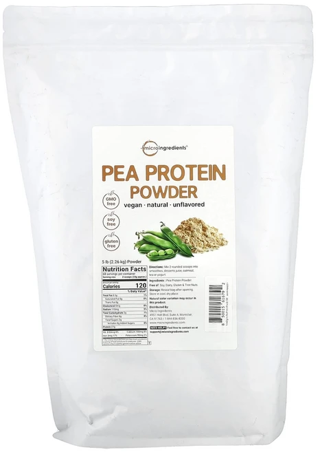 Micro Ingredients 완두콩 단백질 파우더 무맛 2.26kg(5lb), 1개 - 쿠팡