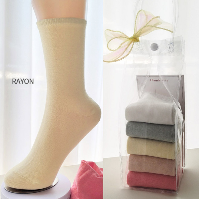 Ksox 케이싹 레이온 중목 양말 시원한 여름 무지 양말세트 5켤레 케이삭