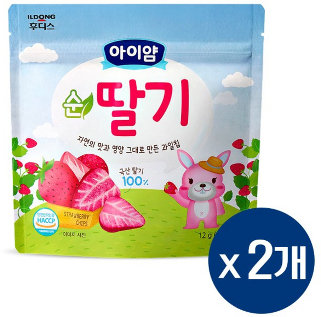 일동후디스 아이얌 동결건조 과일칩 순딸기, 12g, 2개