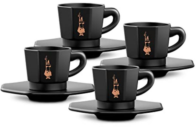 비알레띠 에스프레소잔 세트 4개 블랙, 1개