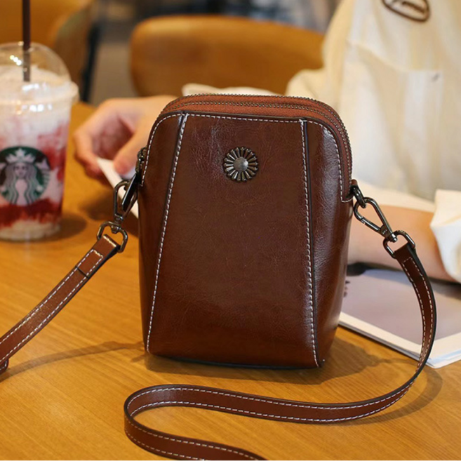 여성 천연소가죽 미니 크로스백