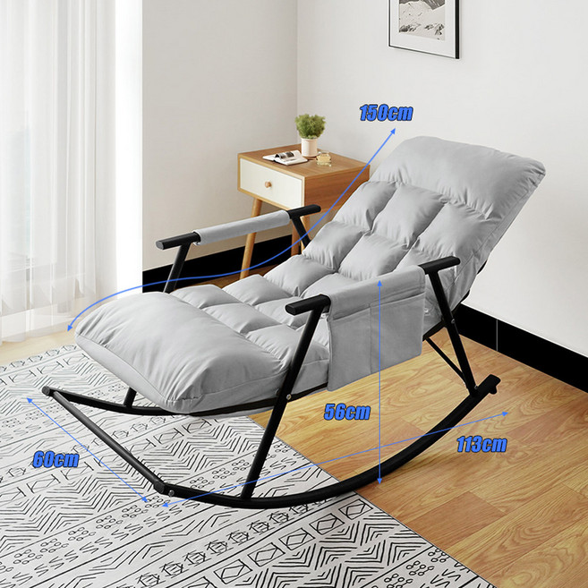 앤틱쇼파 레저 접이식 흔들 의자 1 인용 소파 기술 천 발코니 라운지 성인 홈 livi, White