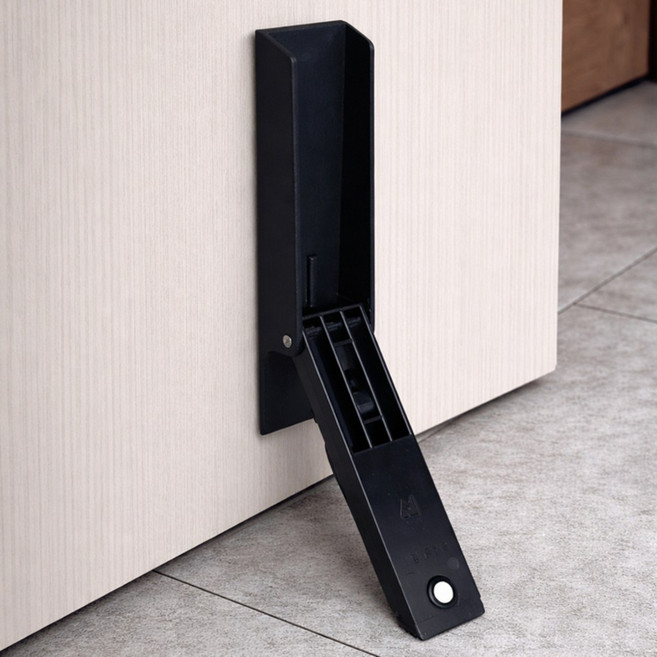 PUREGO 무타공 원터치 도어스토퍼 현관문 말굽 말발굽, 블랙, 1개