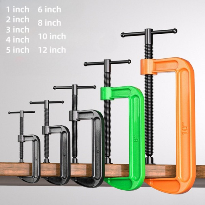 딥 스로트 G형 클램프 강력한 철제 클램프 두꺼운 목공용 특수 고정 C형 고정구, 09 1-inch-Green