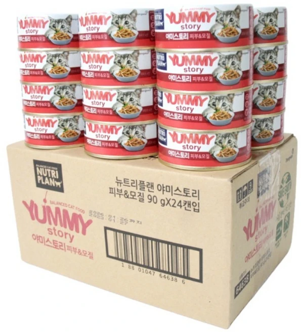 동원 야미스토리 피부모질 고양이 참치 캔 고양이간식, 48개, 90g - 쿠팡