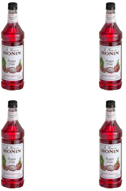 Monin 프리미엄 드래곤프루트 향 시럽 1L 4개입 플라스틱 병 4L, 3세트