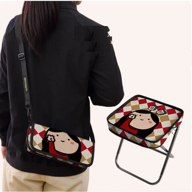 체리닷컴 캠핑 캐릭터 알루미늄 접이식 의자 폴딩 스툴, 빨간 옷 소녀, 1개