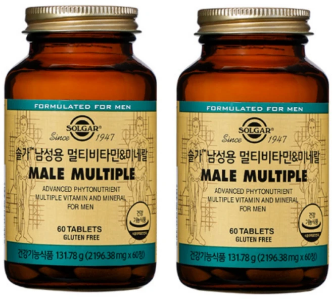 남성용 멀티비타민 미네랄 60정 X 2개 (27년3월1일) - 쿠팡