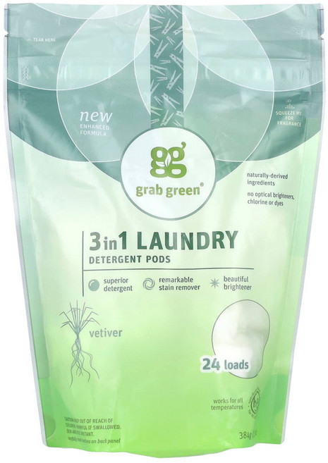 그랩그린 3in1 세탁세제캡슐 베티버향 24회분 384g GGR-00221
