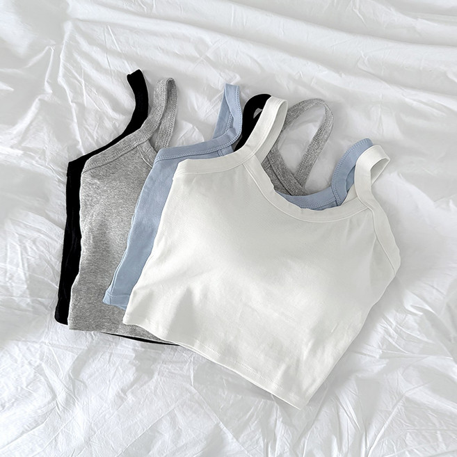 (1+1할인) 베이직 크롭 캡내장 나시 4color