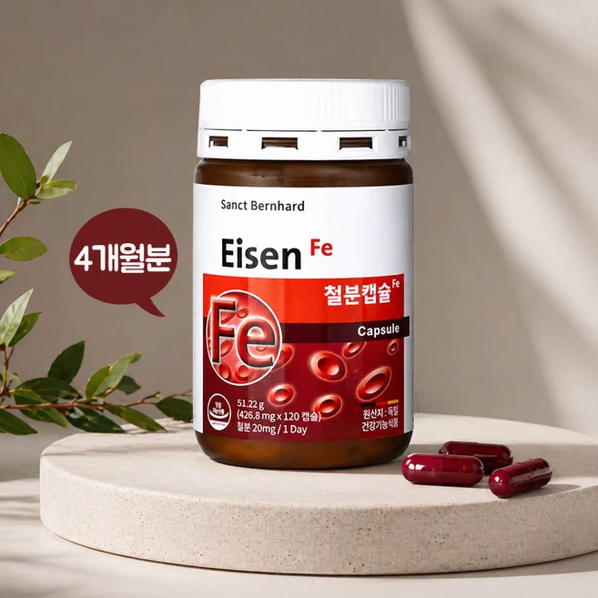 독일 철분 영양제 426.8mg 고함량 여성 빈혈 케어 피로개선 120캡슐 4개월분, 120정, 1개 - 쿠팡