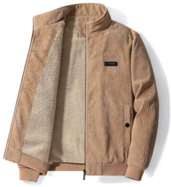 防風燈芯絨棒球外套男款 立領羊羔絨鋪棉夾克 中年爸爸保暖運動外套