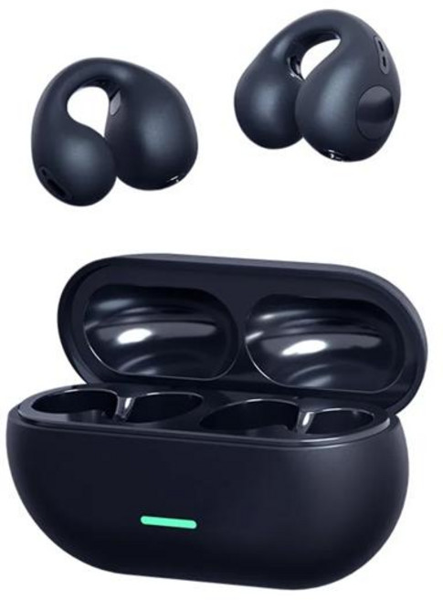 골전도보청기 음성 증폭기 블루투스 보청기 T75 스포츠 골전도 5.3 이어폰 HiFi 사운드 무선 헤드폰 Earclip 방수 오픈 이어 헤드셋 귀걸이, [03] Black, 1개