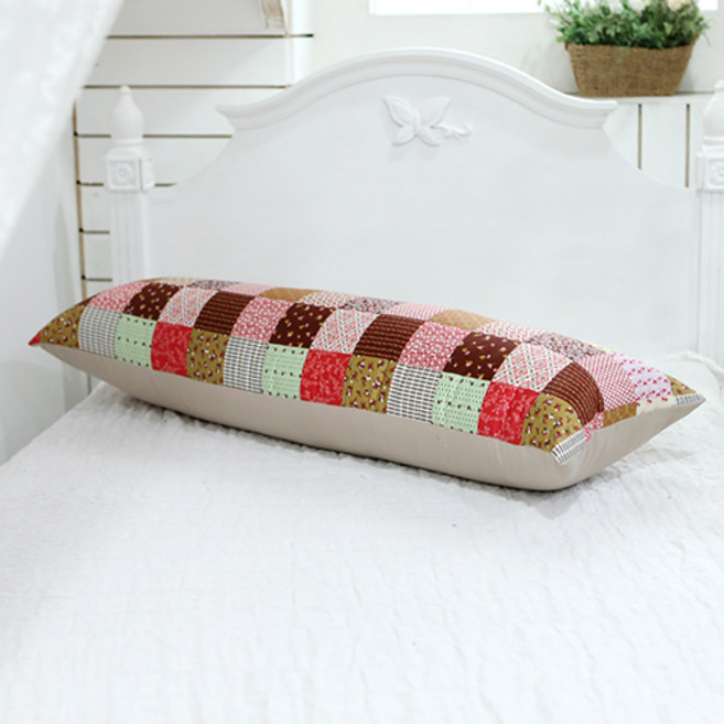 리빙하우스/무료배송/(솜포함)/순면 100/롱 쿠션/바디필로우/긴베개/안고자는베개, 체크핑크