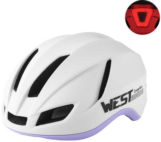 시그니처베이지 자전거 킥보드 초경량 후미등 헬멧 YPZ439, 화이트 퍼플, 1개