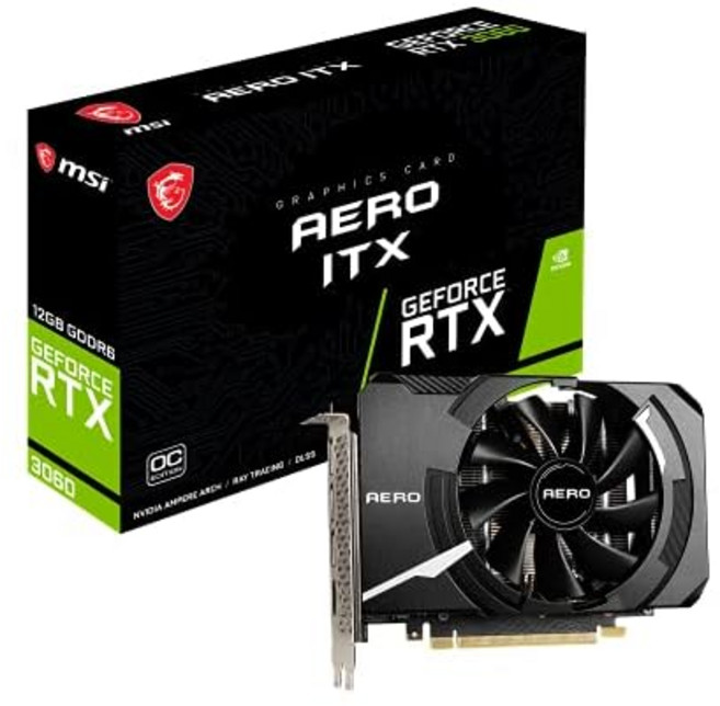 MSI 게이밍 RTX 3060 12GB RR6 부스트 클럭 1792MHz 192비트 HD /DP PCIe 4 싱글 팬 암페어 OC ITX 그래픽 카드 O 12G
