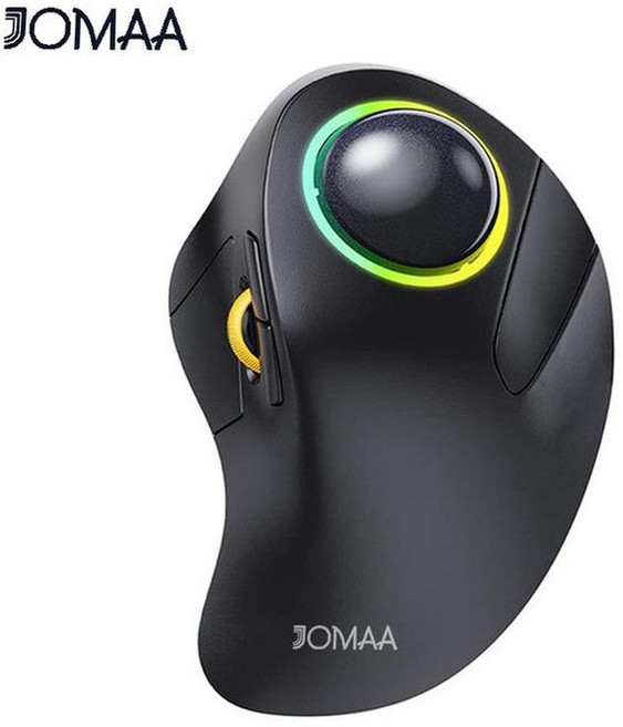 JOMAA 無線軌跡球滑鼠, 黑色, USB