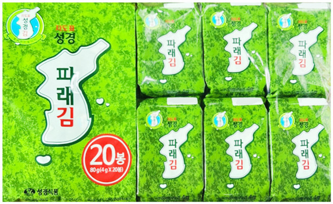 [현대프리마켓] 성경김 파래 식탁김 20단(4gx20개), 2개, 80g