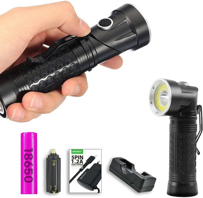 1200루멘 ㄱ자 변형 LED 충전식 손전등 풀세트 후레쉬, 1개