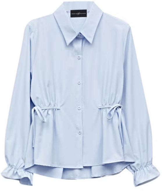 나인식스뉴욕 리본 끈 블라우스 NO1BA012L0 여성 카라넥 셔츠 데일리 캐주얼 하객룩 오피스룩 정장 버튼 블라우스 셔링 소매 봄 가을 겨울 여자 긴팔 긴팔셔츠 긴팔블라우스