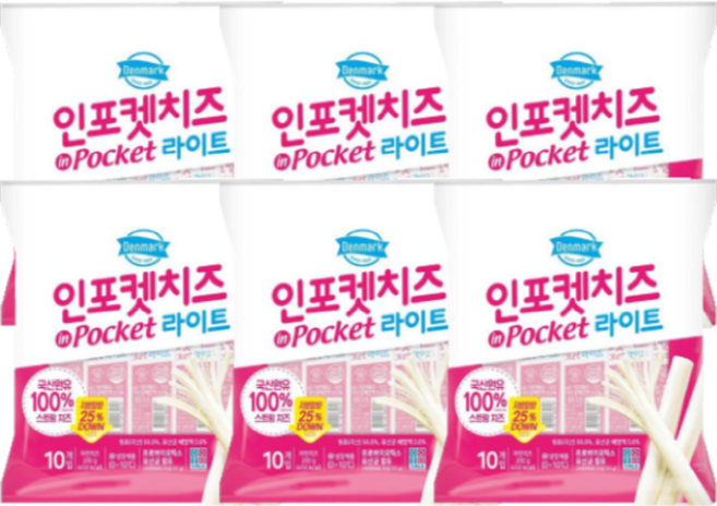동원 [동원] 덴마크 인포켓치즈 라이트 200g(20gx10) x 6개, 200g