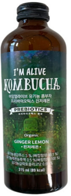 아임얼라이브 콤부차 진저레몬, 315ml, 5개