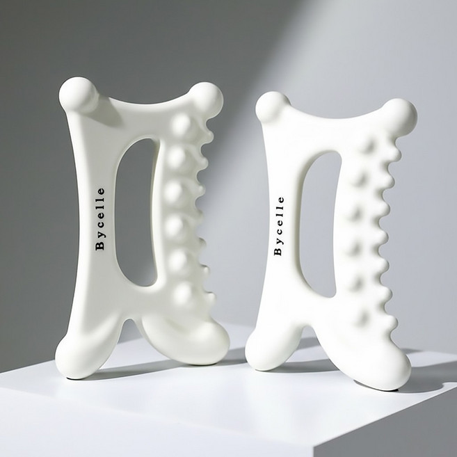 [바이셀르] 바디 프리미엄 세라믹 괄사 전신 홈케어 종아리 승모근 마사지기, 아이보리, 2개