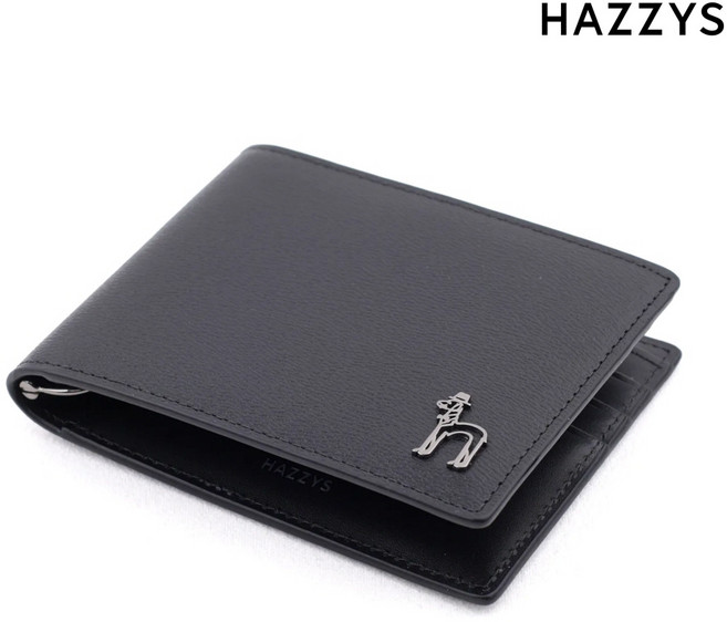[백화점 AS 가능] 헤지스 반지갑 남성 가죽 슬림 카드 지폐 머니클립 지갑 블랙 174