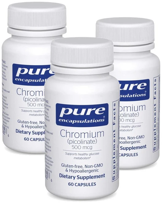 퓨어인캡슐레이션 크롬 피콜리네이트 500mcg 캡슐 Pure Encapsulations Chromium Picolinate, 60정, 3개 - 쿠팡
