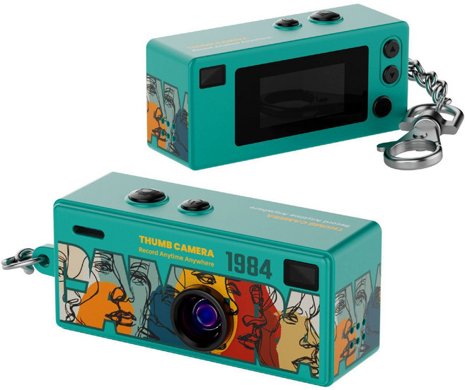 迷你數碼相機 CCD風格復古便攜記錄鑰匙扣 學生拇指相機 禮物, 1個, G6拇指相機【青色】自帶閃光燈128G內存卡+USB讀卡器+兩個安卓轉接頭