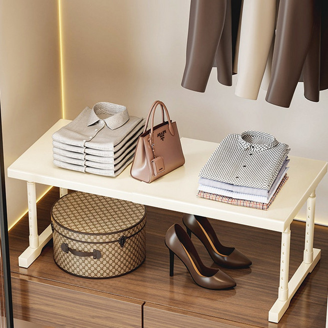 확장형 길이 높이 조절 옷장 정리 선반 옷장 수납 정리대 공간절약 다용도 선반, 블랙, 1개