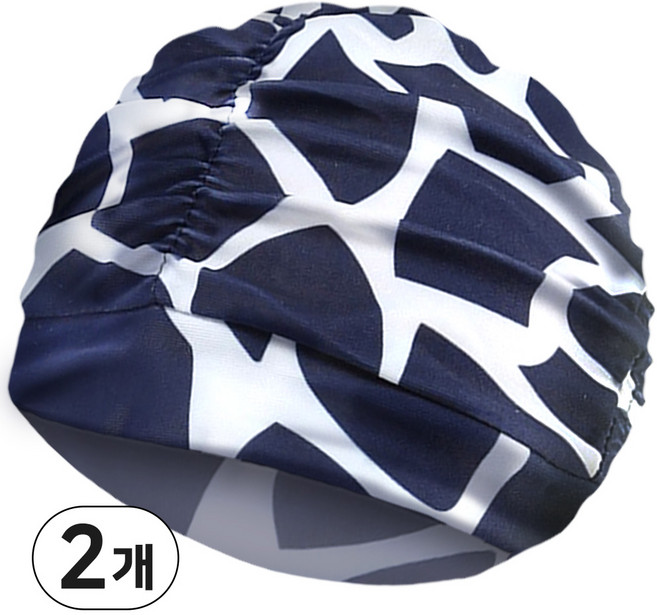 수영모모자 주름 스판 수모 아쿠아로빅수영모, 타일네이비, 2개