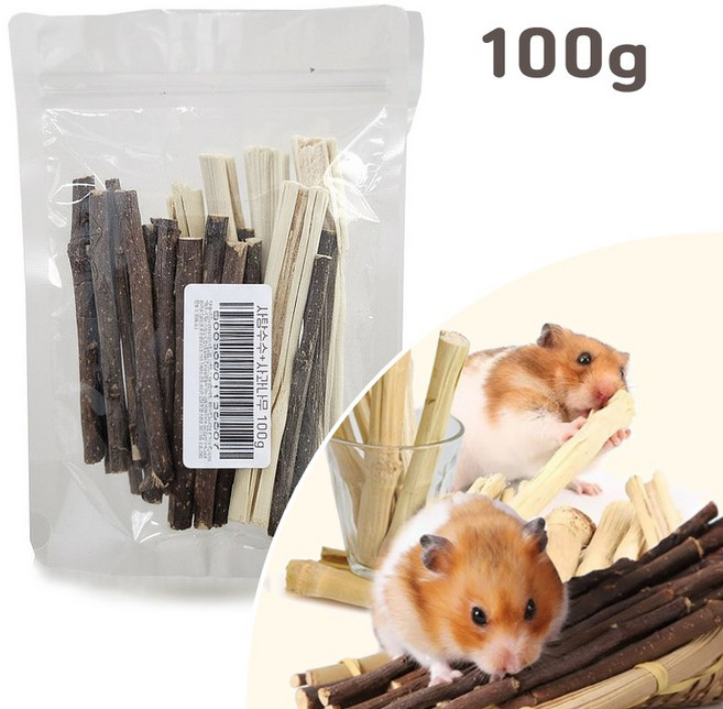 DQmall 사탕수수+사과나무 피그미다람쥐 햄스터 이갈이 간식, 1개, 100g