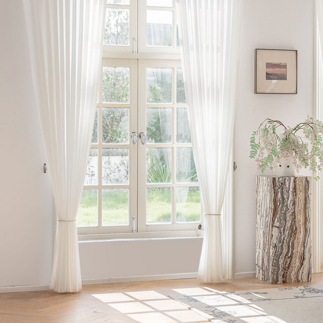 사라하우스 비침없는 쉬폰 차르르 아일렛형 커튼