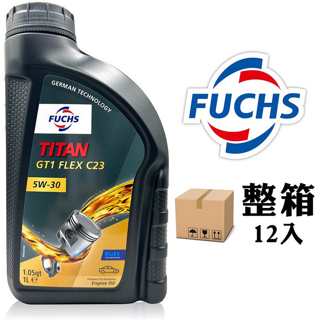 FUCHS TITAN GT1 FLEX C23 5W-30 引擎機油 德國科技 高效清潔 節省油耗 適用多種車型, 12個, 1L