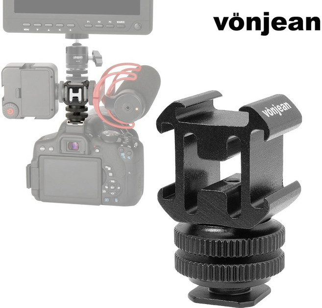 본젠 트리플 핫슈 & 듀얼 브라켓 [브이로그 개인방송 카메라 조명 액션캠 촬영등], KM-063 트리블 마운트+KM-096A 핫슈 어댑터, 1개