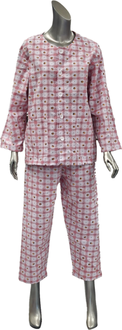 이쁜 환자복 병원 환의 입원복 요양복(네모꽃무늬 핑크 블루)