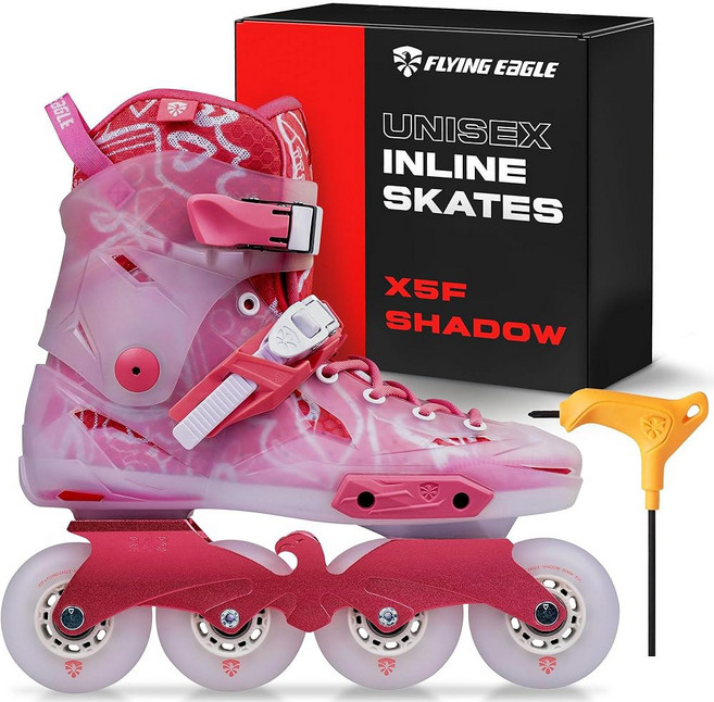 플라잉 이글 X5F 스펙터 프리스케이팅 - 인라인 스케이트 어반 스케이트 남녀용 야외, Pink, US: 9 / EU: 42