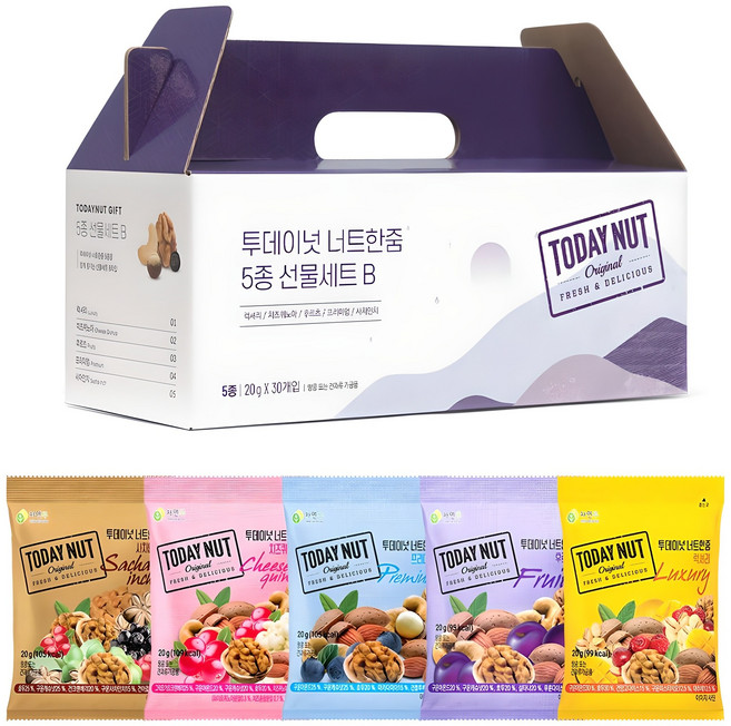 투데이넛 너트한줌 5종 견과 선물세트 B 600g, 1세트