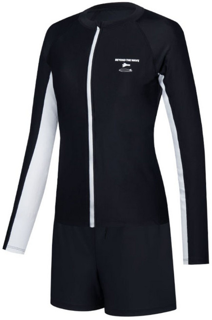 레노마 여성용 배색 래쉬가드 상하의 세트 RN-LS2E522-BK