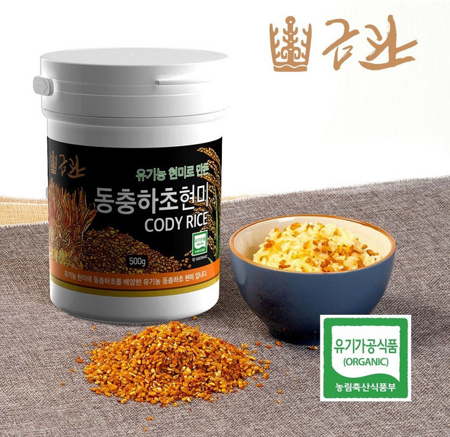 금관 유기농 현미로 만든 유기농 동충하초쌀 500g 버섯쌀, 1개, 500mg